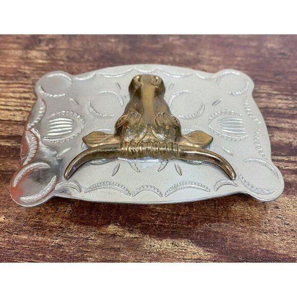 VTG Estate Southwestern Nickel Silver Toro Bull Brass Large Belt‎ Buckle! 36 - Picture 4 of 9